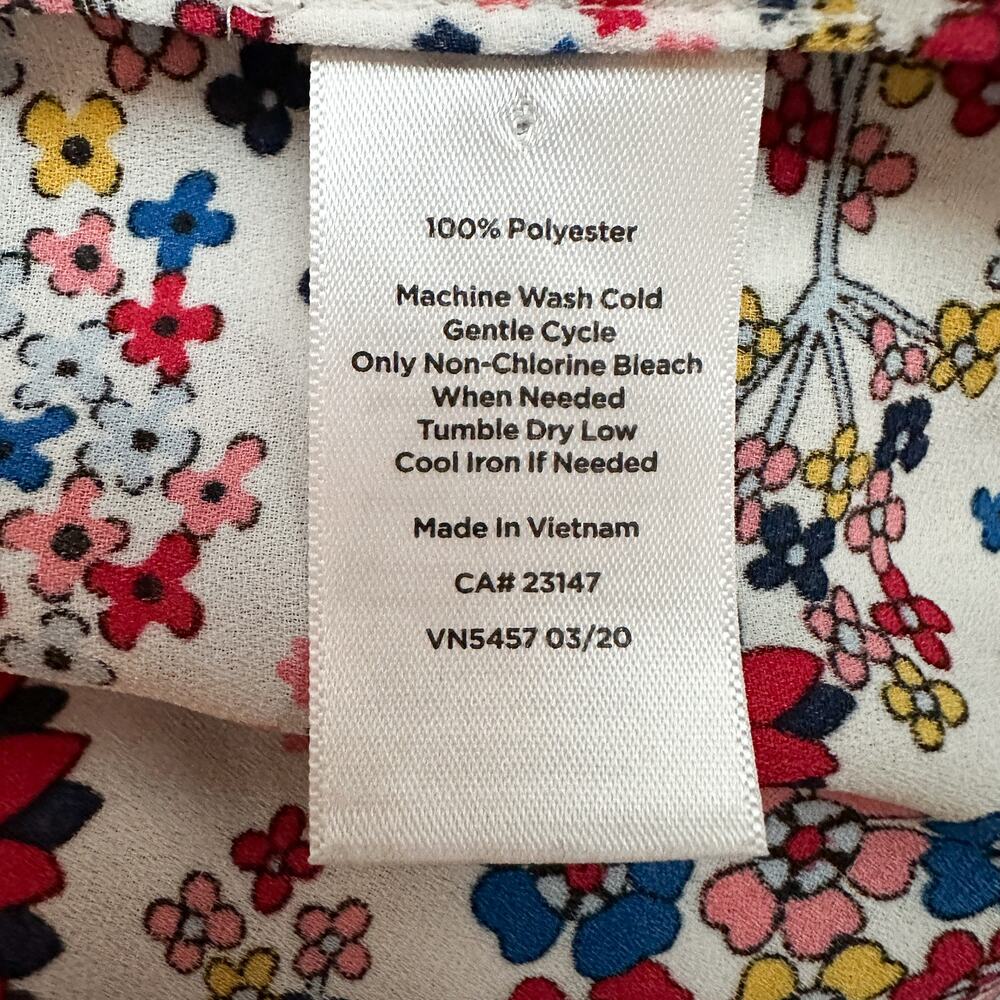 Talbots Meadow Colorful Floral Tie Neck Blouse Top Size XL - Picture 10 of 11